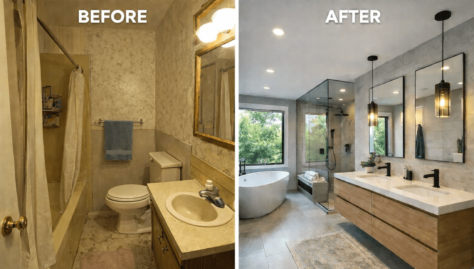 Bathroom renovation before and after