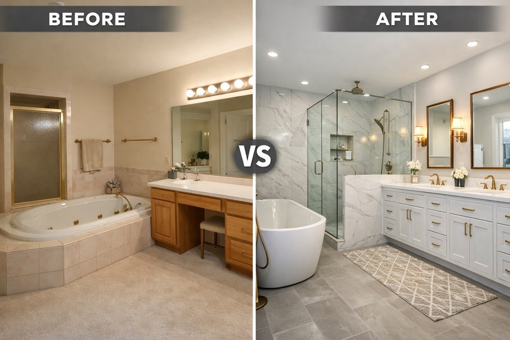 Bathroom remodel before and after
